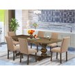 East West Furniture Lassale 7-piece Wood Kitchen Set in Brown/Light Sable