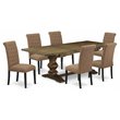 East West Furniture Lassale 7-piece Wood Dining Set in Brown/Light Sable