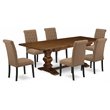 East West Furniture Lassale 7-piece Wood Dining Set in Walnut/Light Sable
