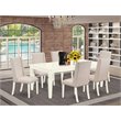 East West Furniture Logan 7-piece Wood Dining Table Set in Linen White