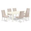 East West Furniture Logan 7-piece Wood Dining Table Set in Linen White