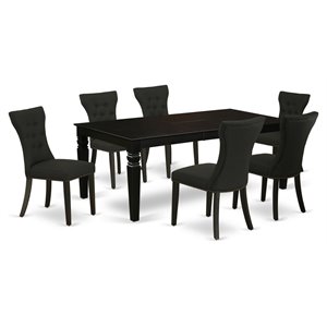 East West Furniture Logan 7-piece Wood Dining Room Set in Black