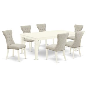 East West Furniture Logan 7-piece Wood Kitchen Set in Linen White