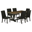 East West Furniture V-Style 7-piece Wood Kitchen Set with Linen Seat in Black