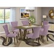 East West Furniture V-Style 7-piece Wood Kitchen Table Set in Dahlia Purple