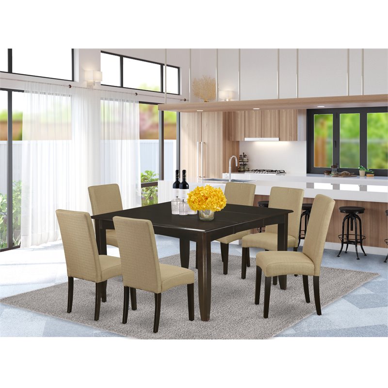 East West Furniture Parfait 7-piece Wood Kitchen Set in Cappuccino