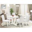 East West Furniture V-Style 7-piece Wood Kitchen Set in Linen White