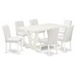 East West Furniture V-Style 7-piece Wood Kitchen Set in Linen White