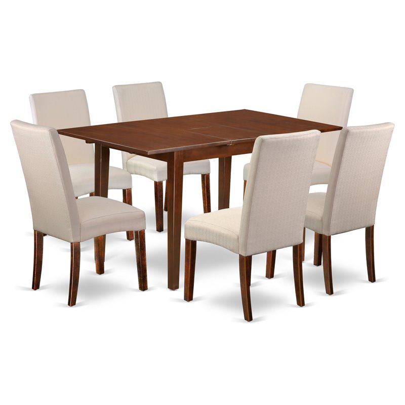 East West Furniture Picasso 7-piece Wood Dining Set in Mahogany/Cream