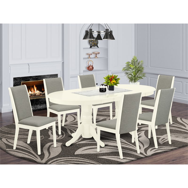 East West Furniture Vancouver 7-piece Wood Kitchen Table Set in Linen White