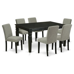 East West Furniture Weston 7-piece Wood Dining Set in Black/Shitake