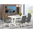 East West Furniture V-Style 7-piece Wood Dining Table Set in Gray Smoke