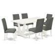 East West Furniture V-Style 7-piece Wood Dining Table Set in Gray Smoke