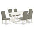 East West Furniture V-Style 7-piece Wood Dining Table Set in White/Shitake