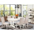 East West Furniture V-Style 7-piece Wood Dining Set in Linen White/Cream