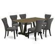 East West Furniture V-Style 7-piece Dining Room Table Set in Dark Gotham Gray