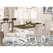 East West Furniture V-Style 7-piece Wood Dining Room Set in Linen White/Cream