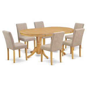 East West Furniture Vancouver 7-piece Wood Dining Set in Oak/Light Fawn