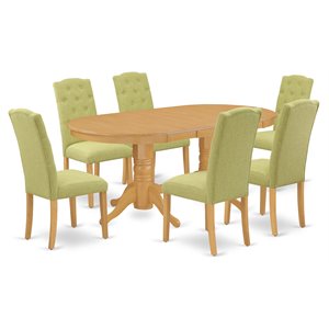 East West Furniture Vancouver 7-piece Wood Dining Set in Oak/Lime Green
