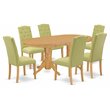 East West Furniture Vancouver 7-piece Wood Dining Set in Oak/Lime Green