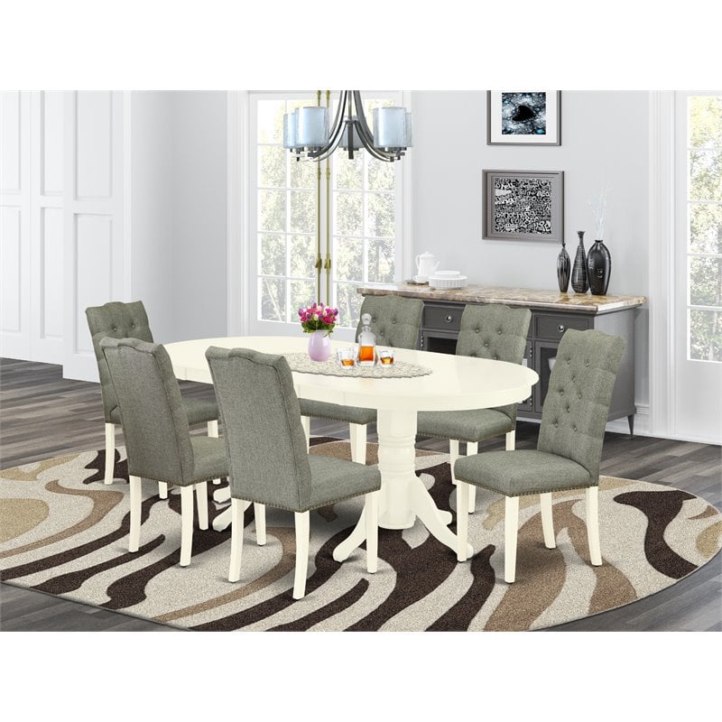 East West Furniture Vancouver 7-piece Wood Kitchen Set in Linen White