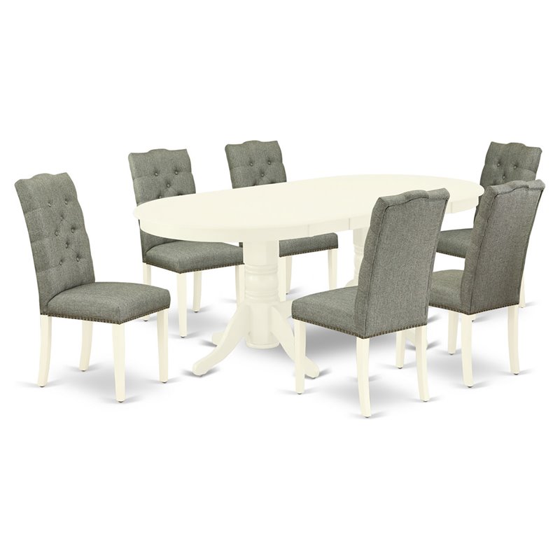 East West Furniture Vancouver 7-piece Wood Kitchen Set in Linen White
