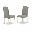 East West Furniture Vancouver 7-piece Wood Dining Set in White/Dark Shitake