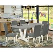 East West Furniture V-Style 7-piece Wood Dinette Table Set in Linen White/Gray