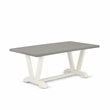 East West Furniture V-Style 7-piece Wood Dining Table and Chairs in White/Cream