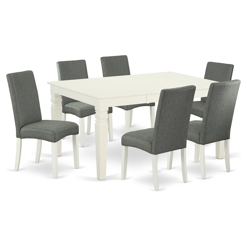 East West Furniture Weston 7-piece Wood Dining Set in Linen White/Gray