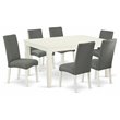 East West Furniture Weston 7-piece Wood Dining Set in Linen White/Gray