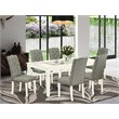 East West Furniture Weston 7-piece Wood Dining Set in Linen White