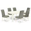 East West Furniture Weston 7-piece Wood Dining Set in Linen White