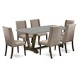 East West Furniture V-Style 7-piece Wood Dining Set in Linen White