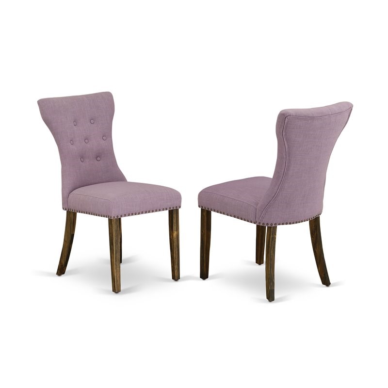 East West Furniture V-Style 7-piece Wood Dining Set in Dahlia Purple