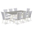 East West Furniture X-Style 9-piece Wood Dining Set in Linen White