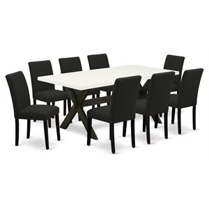 east west furniture x-style 9-piece traditional wood dinette set in black