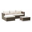 East West Furniture Ackerly 3-piece Modern Metal Patio Sofa Set in Brown