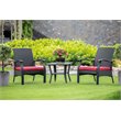 East West Furniture Denton 3-piece Modern Metal Patio Dining Set in Black