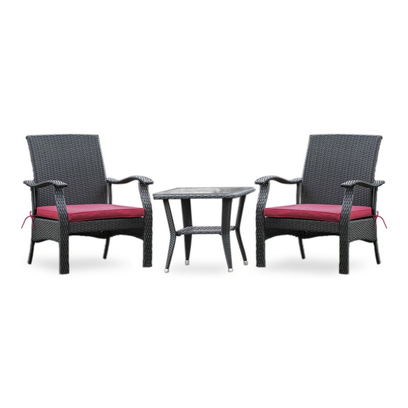 East West Furniture Denton 3-piece Modern Metal Patio Dining Set in Black