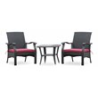 East West Furniture Denton 3-piece Modern Metal Patio Dining Set in Black