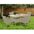 East West Furniture Oslo 5-piece Modern Metal Patio Set in Natural