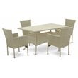 East West Furniture Oslo 5-piece Modern Metal Patio Set in Natural