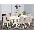 East West Furniture Vancouver 9-piece Wood Kitchen Table Set in Linen White