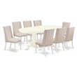 East West Furniture Vancouver 9-piece Wood Kitchen Table Set in Linen White