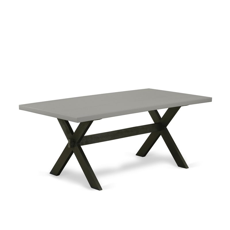 East West Furniture X-Style 9-piece Wood Dining Table Set in Dark Gotham Gray