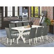 East West Furniture X-Style 9-piece Wood Dining Table Set in Gray