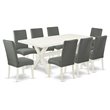 East West Furniture X-Style 9-piece Wood Dining Table Set in Gray