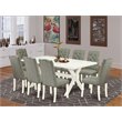 East West Furniture X-Style 9-piece Traditional Wood Kitchen Set in Gray