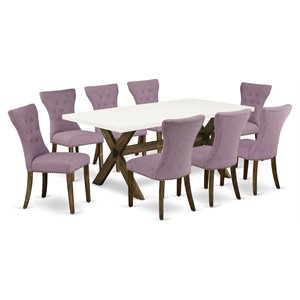 east west furniture x-style 9-piece wood dinette set in jacobean brown
